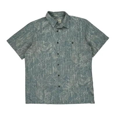 Island Shores Hawaiian Shirt - Medium Blue Cotton