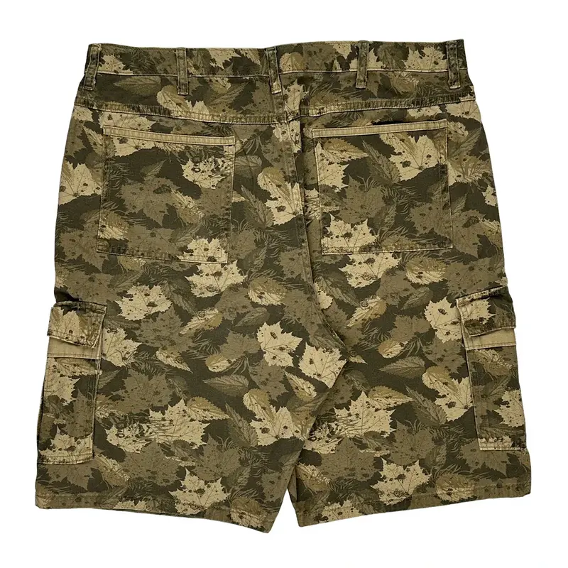 Leaf Pattern Wrangler Cargo Shorts - 38W 10L Camo Cotton | Size: 38″ waist