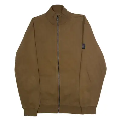 JACK AND JONES Mens Track Jacket Brown Jersey L
