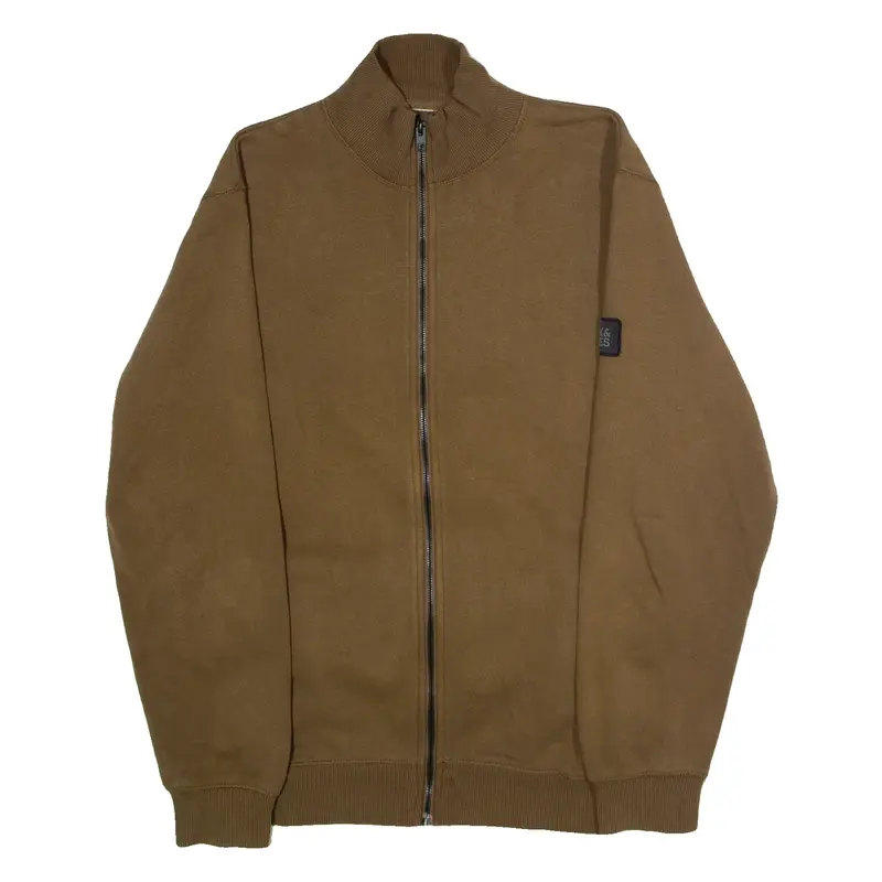 JACK AND JONES Mens Track Jacket Brown Jersey L