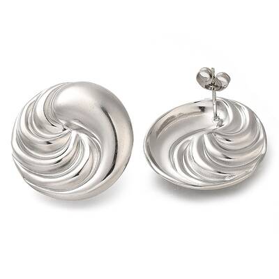 304 Stainless Steel Flat Round Stud Earrings