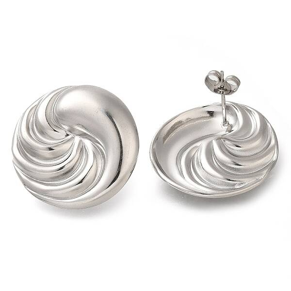 304 Stainless Steel Flat Round Stud Earrings