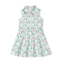 Baby Girl Golf Polo Tank Dress Toddler Kids Golf Cart Print Turn Down Collar Zipper Sleeveless A-line Dresses Casual Spring S...
