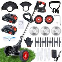 Black Portable Cordless Grass Trimmer/Edger/Weeder - Dual-Battery Powered Lightweight Electric Tool for Garden/Yard - Blade K...