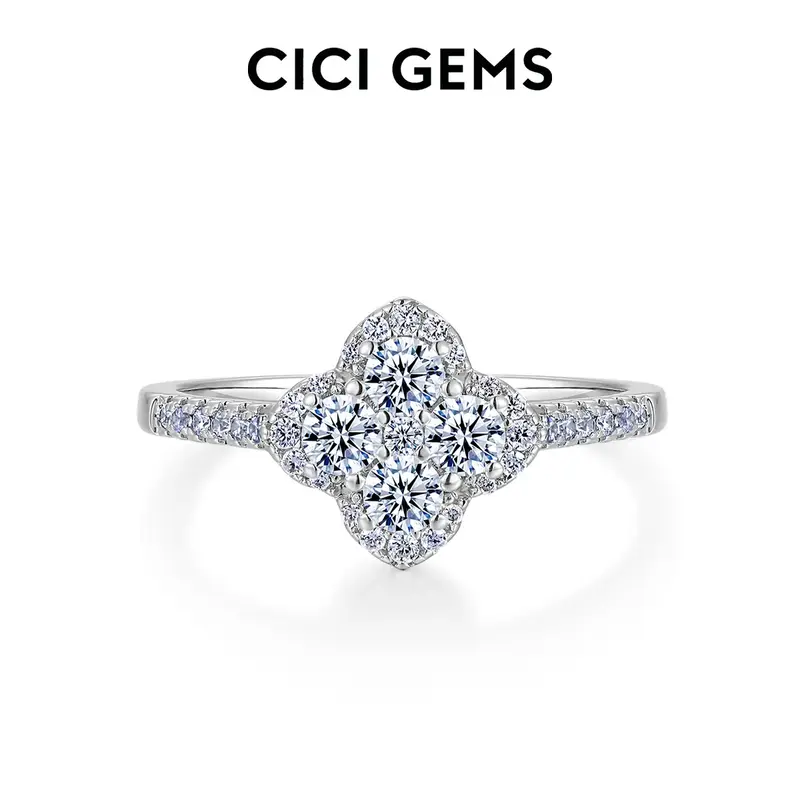 CICI GEMS 1.3CT Lab-Created Moissanite Lucky Ring Brilliant Cut D Color VVS1 Clarity for Women 18K White Yellow Gold Plated H...