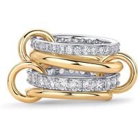 PAVOI 14K Gold Plated Interlocked Stackable Rings for Women - Statement Mixed Metals Multi Ring Stack - Cubic Zirconia Two-To...