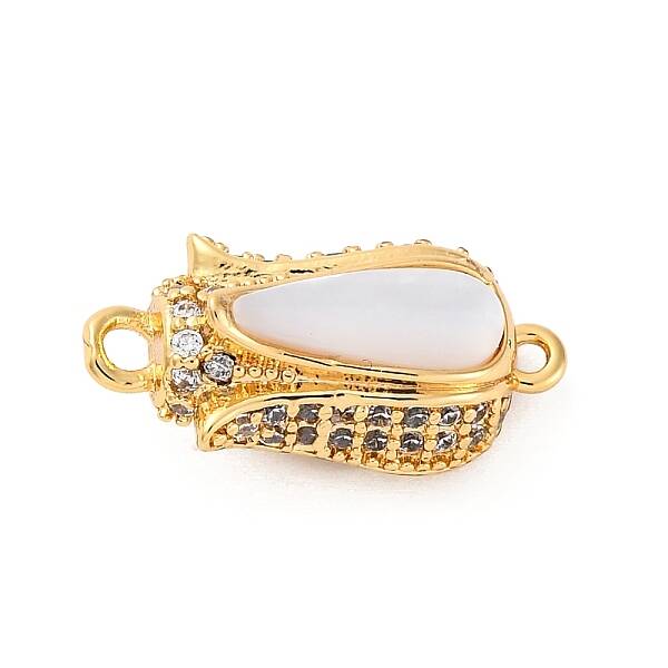 Brass & Clear Cubic Zirconia & Black Lip Shell Epoxy Resin Box Clasps
