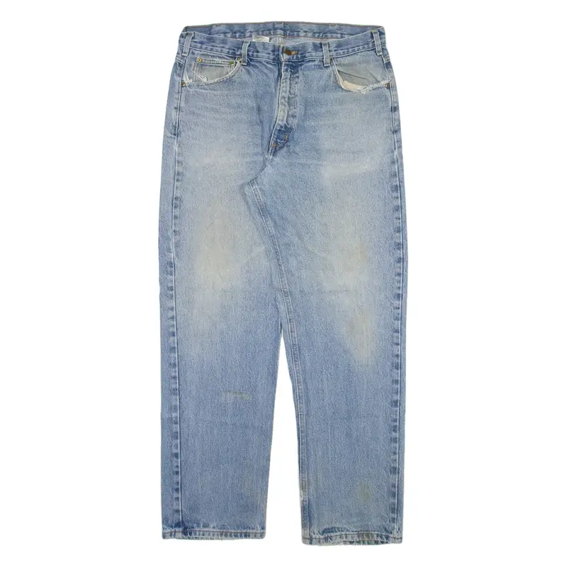 CARHARTT Mens Jeans Blue Relaxed Straight Stone Wash W38 L34