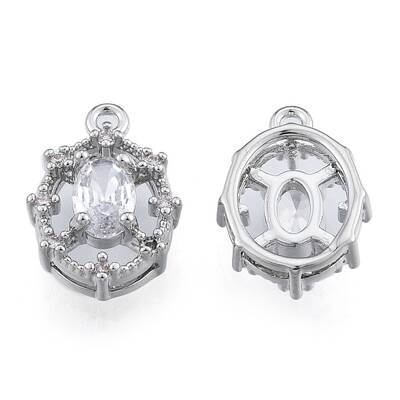 Brass Micro Pave Clear Cubic Zirconia Charms