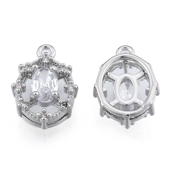 Brass Micro Pave Clear Cubic Zirconia Charms