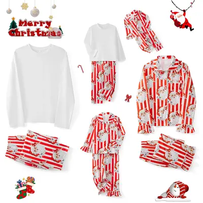 Christmas Family Pajamas Matching Set Stripes Santa Claus Long Sleeve Shirt with Pants Sleepwear for Baby Girls Boys Loungewe...