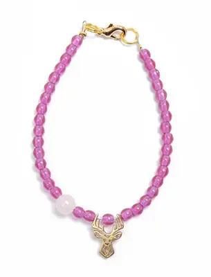 Deers Mini Bracciale Con Perline Viola E Quarzo Rosa