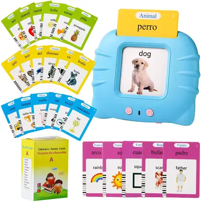 Bilingual Talking Flash Cards Learning Toy for Kids - English & Spanish for Toddlers 224 Words, Engaging Learning Tools for E...