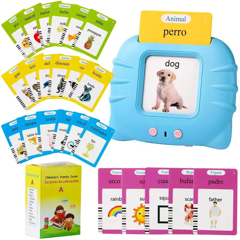 Bilingual Talking Flash Cards Learning Toy for Kids - English & Spanish for Toddlers 224 Words, Engaging Learning Tools for E...