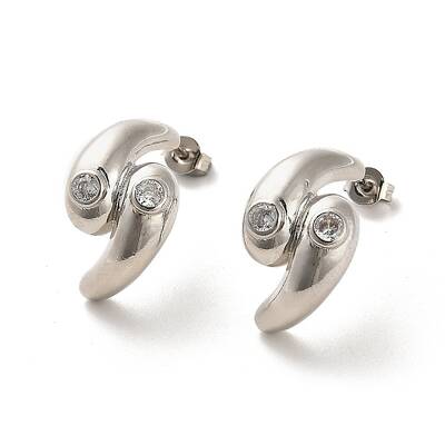 Teardrop Rack Plating Brass Micro Pave Clear Cubic Zirconia Stud Earrings