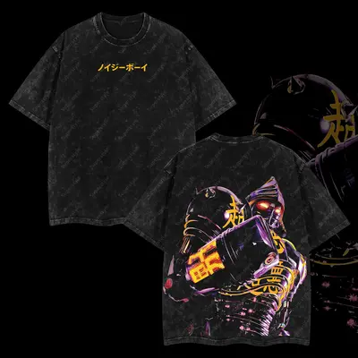 Superstyle Collection Noisy boy - Real Steel Edition Double Printed Oversize Lightweight Acid Washed Tee Hoodie Sweater TV Se...