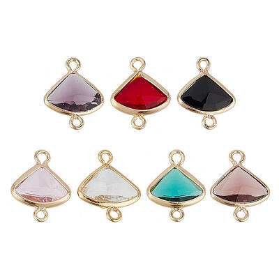 14Pcs 7 Colors Glass Connector Charms