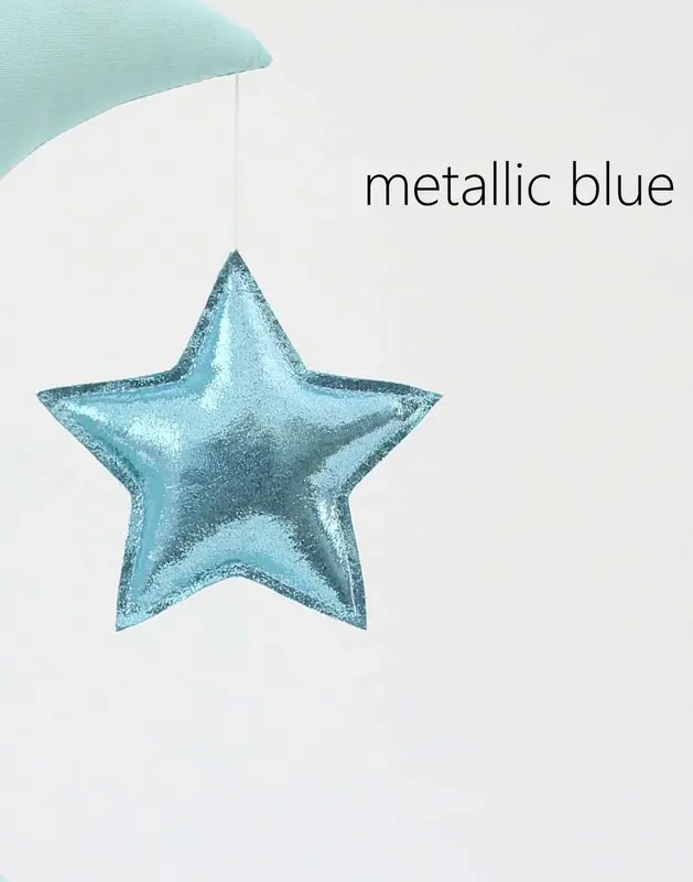 Blue Crescent Moon Pillow with Crown or Star