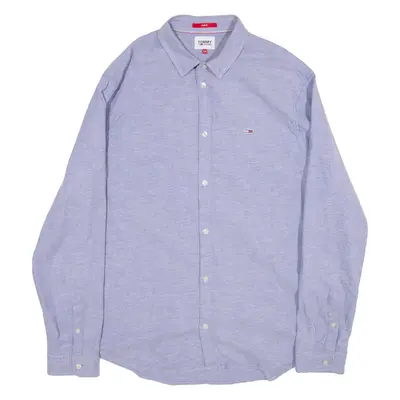 TOMMY JEANS Slim Fit Mens Plain Shirt Purple Long Sleeve 2XL