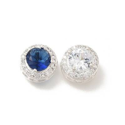 Rack Plating Brass Micro Pave Cubic Zirconia Beads
