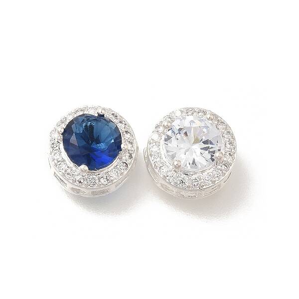 Rack Plating Brass Micro Pave Cubic Zirconia Beads