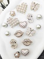Faux Pearl & Rhinestone Decorated Shoe Charms, Elegant Butterfly & Heart Design Shoe Decoration Charms, Fashionable Shoe Acce...