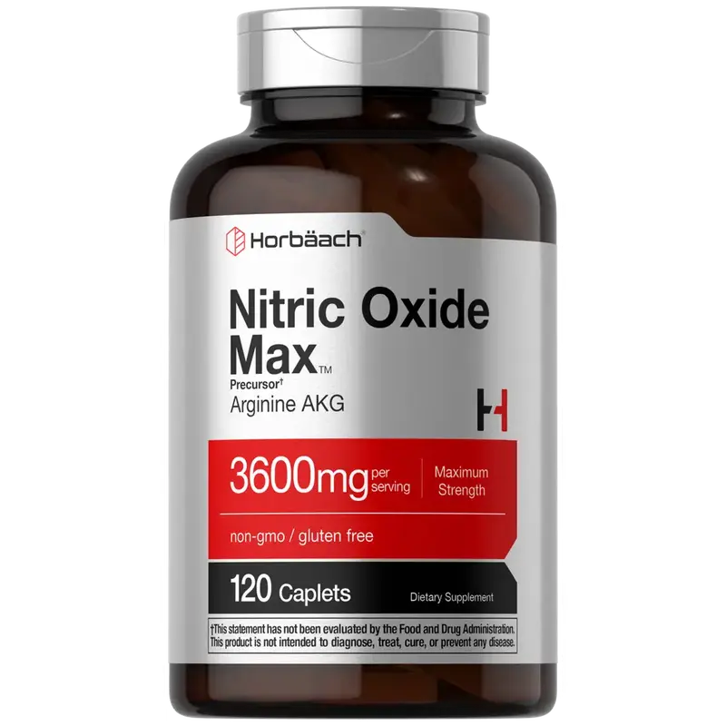 Horbäach Nitric Oxide Max 3600mg | 120 Caplets | with Arginine AAKG for Men and Women | Vegetarian, Non-GMO, & Gluten Free P...