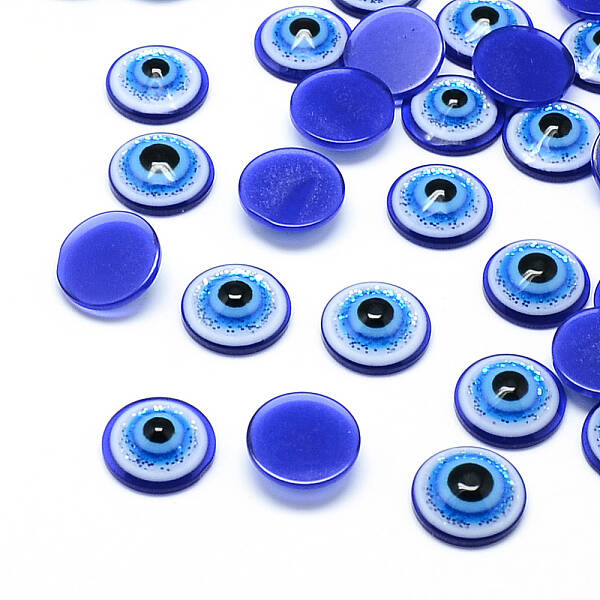 Glitter Powder Resin Evil Eye Cabochons