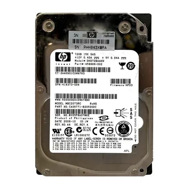 459889-002 HP 72GB 3Gb/s SAS 15000 2.5-Inch Hard Drive