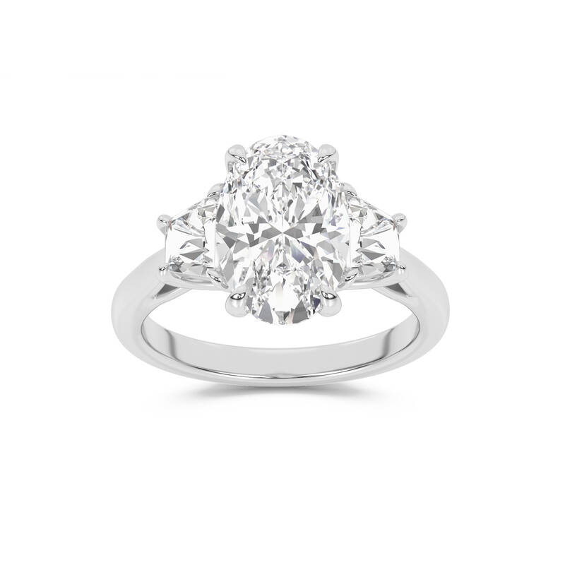 Amara Chand Lab Grown Oval Shape Diamond Engagement Ring | 18K White Gold 3 3/4  CT. TW.