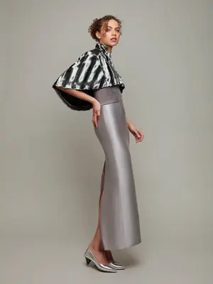 PEARL | Faux Fur Capelet | Colour: SILVER GREY | Size: L