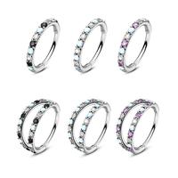 Oufer 20G Alternating Opal and CZ Nose Hoop