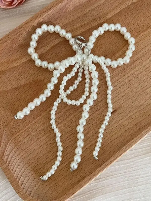 Faux Pearl Decorated Bowknot Design Shoe Charm, 1 Count Cute Shoes Decorations for Women & Girls, Fashionable Shoes Decoratio...