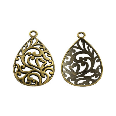 Tibetan Style Alloy Filigree Teardrop Pendants