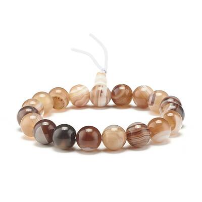 Natural Agate Round Beads Stretch Bracelet