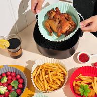 3-piece set of silicone lined air fryer, baking chicken wings, basket bowl, replaceable flammable parchment paper, reusable c...
