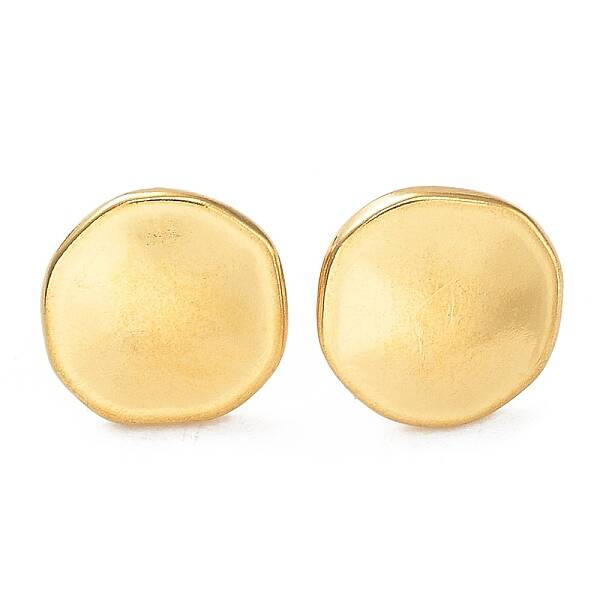 Ion Plating(IP) 304 Stainless Steel Flat Round Ear Studs for Women