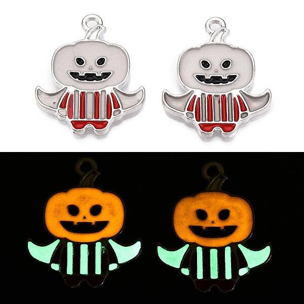 Halloween Theme Rack Plating Luminous Alloy Enamel Pendants
