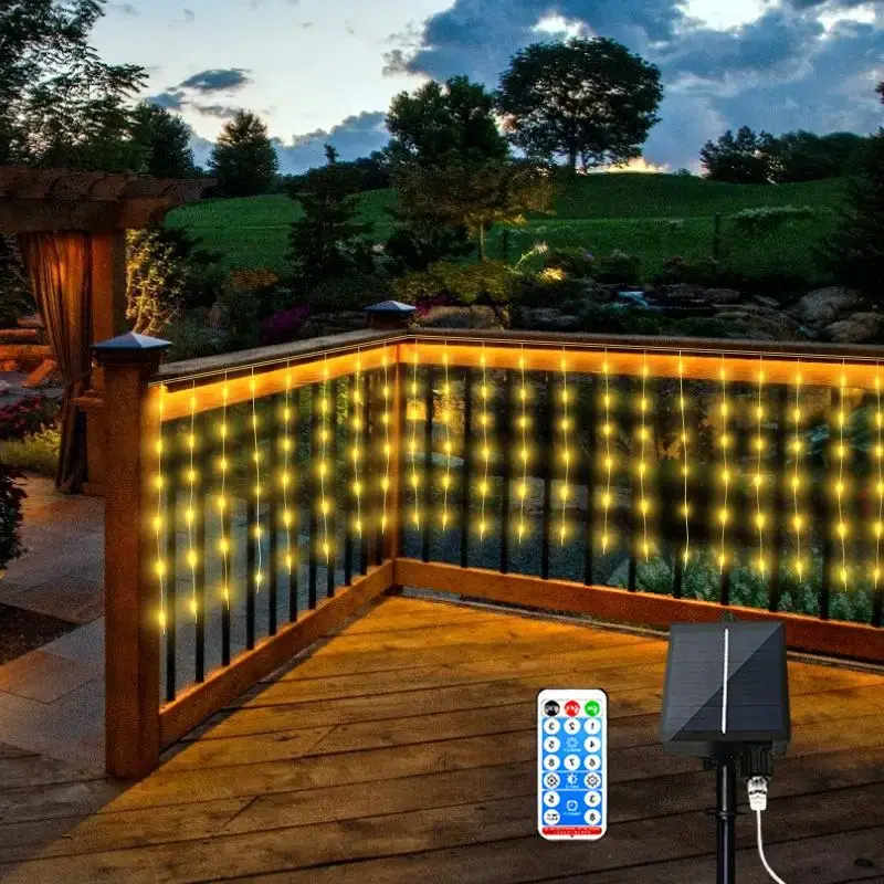 Solar Powered 216 LED String Light, 8 Modes Waterproof LED String Light, Outdoor Decorative Light For Patio, Deck, Yard & Ga...