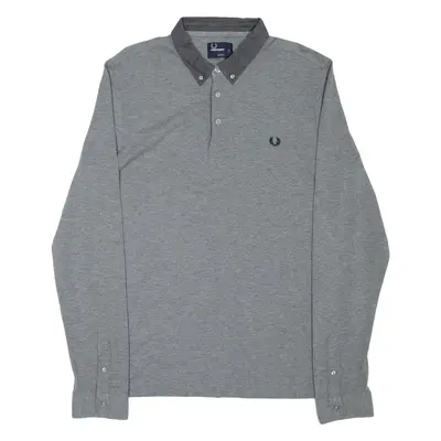 FRED PERRY Slim FIt Mens Polo Shirt Grey Long Sleeve XL