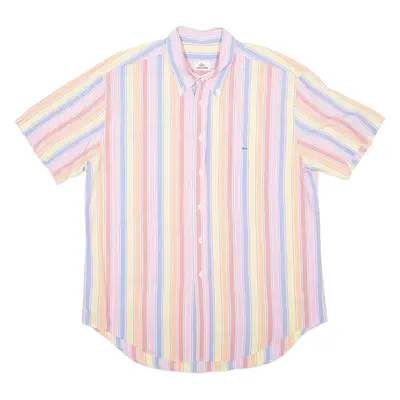 LACOSTE Mens Shirt Pink Striped L