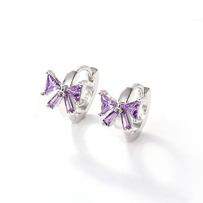 Anti-Tarnish Rhodium Plated Platinum 925 Sterling Silver Micro Pave Cubic Zirconia Hoop Earrings