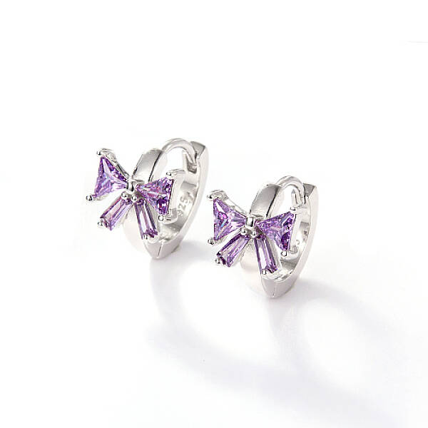 Anti-Tarnish Rhodium Plated Platinum 925 Sterling Silver Micro Pave Cubic Zirconia Hoop Earrings