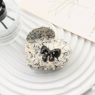 Heart with Bowknot Cellulose Acetate(Resin) Claw Hair Clips