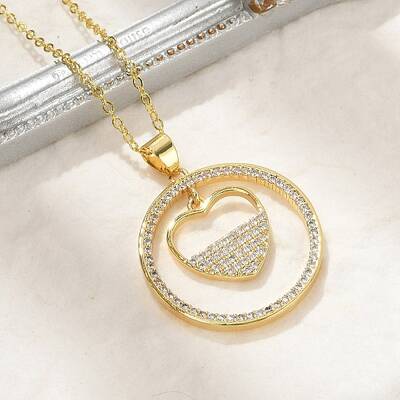 Brass Micro Pave Clear Cubic Zirconia Ring Pendant Necklaces