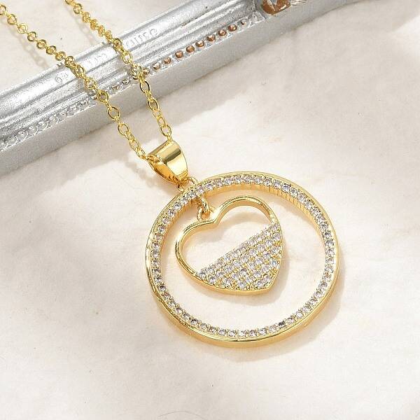 Brass Micro Pave Clear Cubic Zirconia Ring Pendant Necklaces