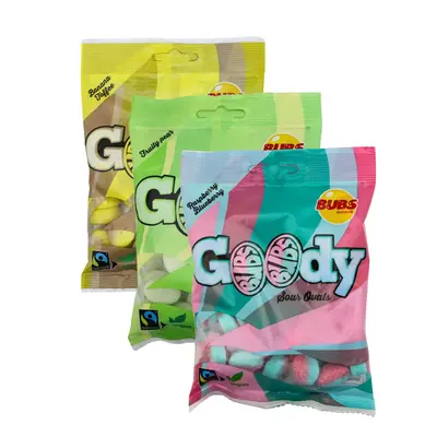 BUBS Goody Candy Sampler 3pk -Banana Toffee, Sour Blueberry Raspberry, Sour Fruity Pear - Vegan Gummies - Sour Candy Bonbon S...