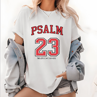 Women's 100% Casual T-Shirt with Psalm 23 Print - Round Neck, Short Sleeve, All-Season Comfort, Perfect for Outdoor Activitie...