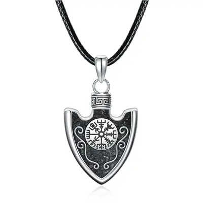 Sterling Silver Arrows With Viking Rune Urn Necklace For Ashes For Men