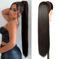 REECHO Straight Drawstring Ponytails Extension，28-35 inch Long Straight Pony Tails Natural Synthetic Hairpiece Clip in Pony...